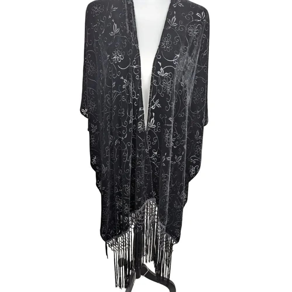 kay Unger burnout silk velvet Wrap/Shawl 58
